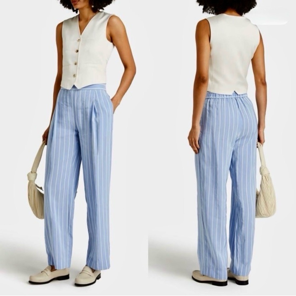 Vince Flowy Blue Striped Wide Leg Pants